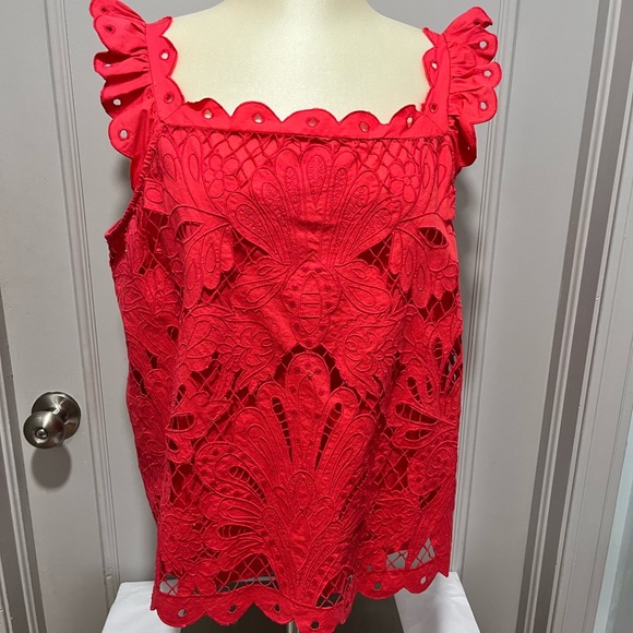 Anthropologie Coral Lace Eyelet Camisole - Picture 3 of 6